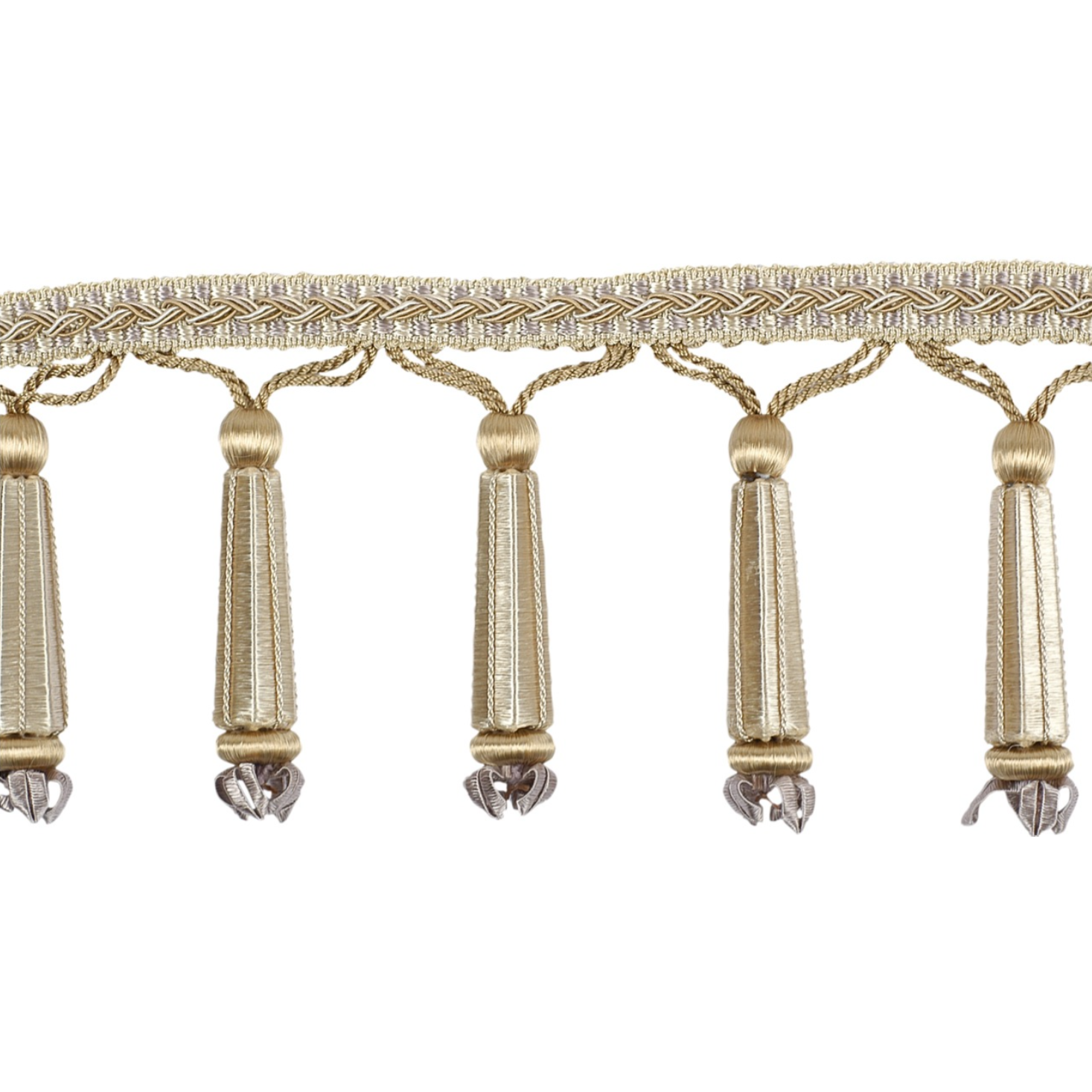 Decoluxe Beaded Fringe 95mm Trim Silk Champagne