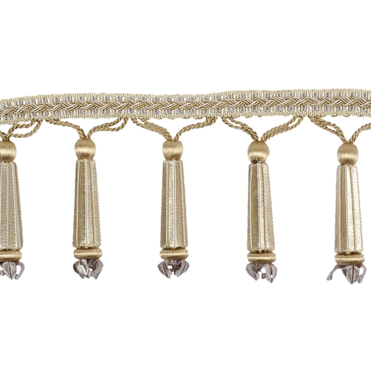 Decoluxe Beaded Fringe 95mm Trim Silk Champagne