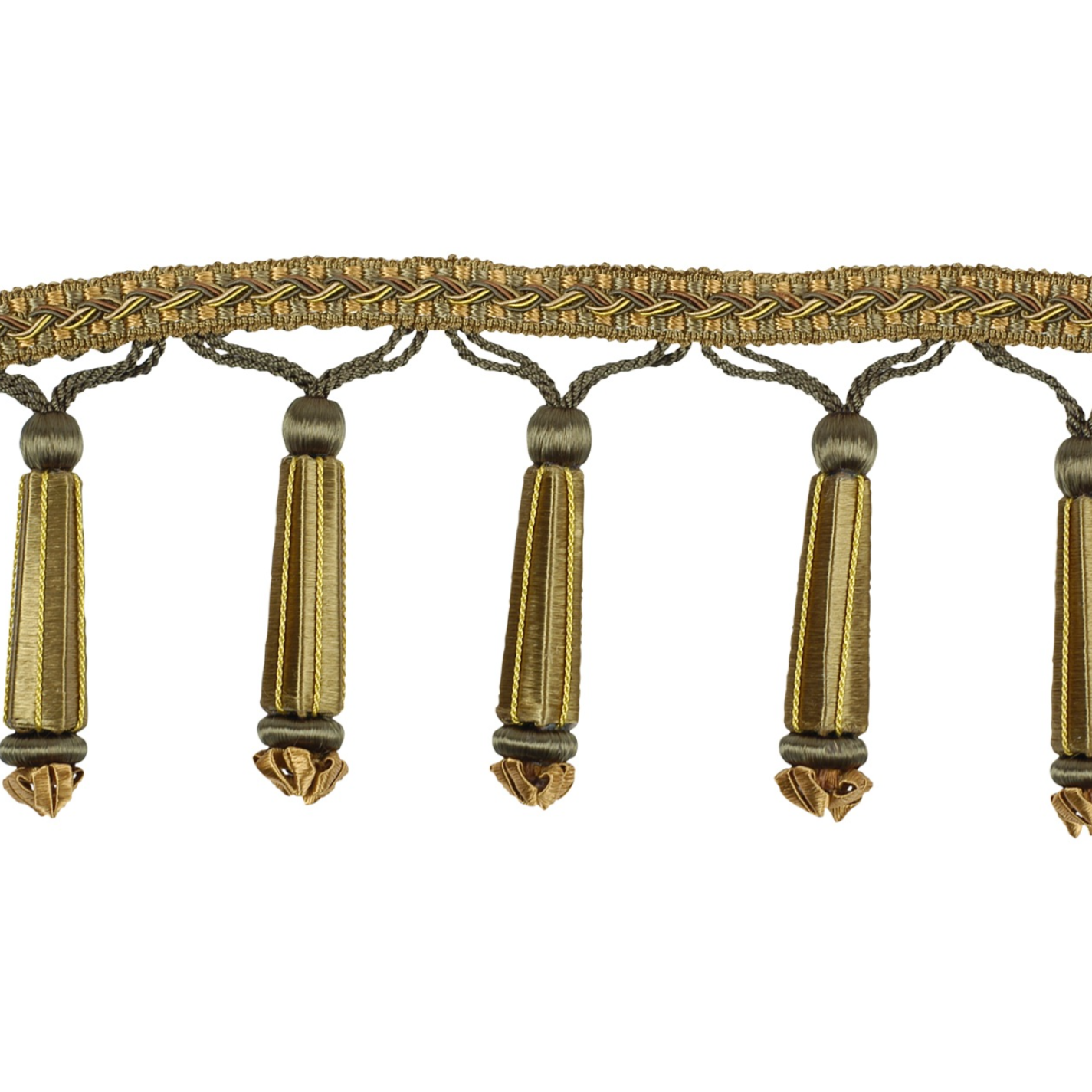 Decoluxe Beaded Fringe 95mm Trim Verdant Gold