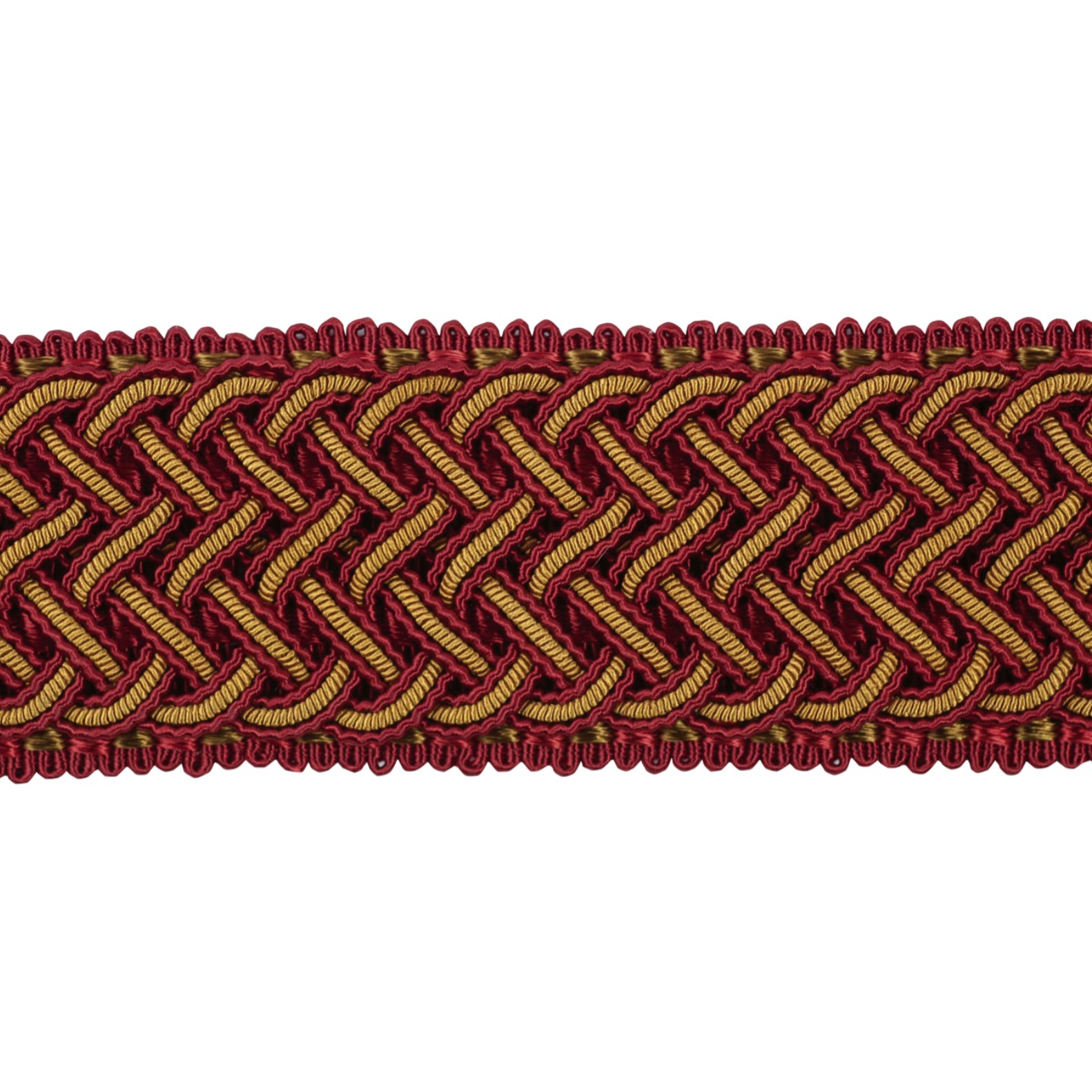 Decoluxe Braided Border 45mm Trim Crimson Gold