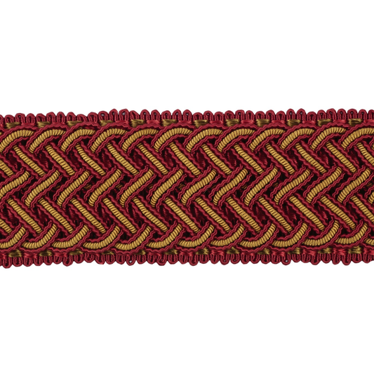 Decoluxe Braided Border 45mm Trim Crimson Gold