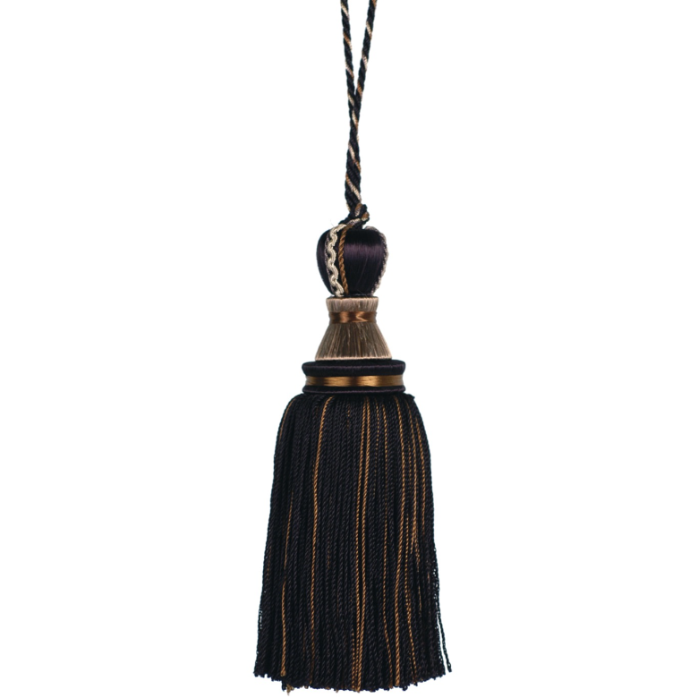 Decoluxe 13cm Decorative Key Tassel Pewter Noir