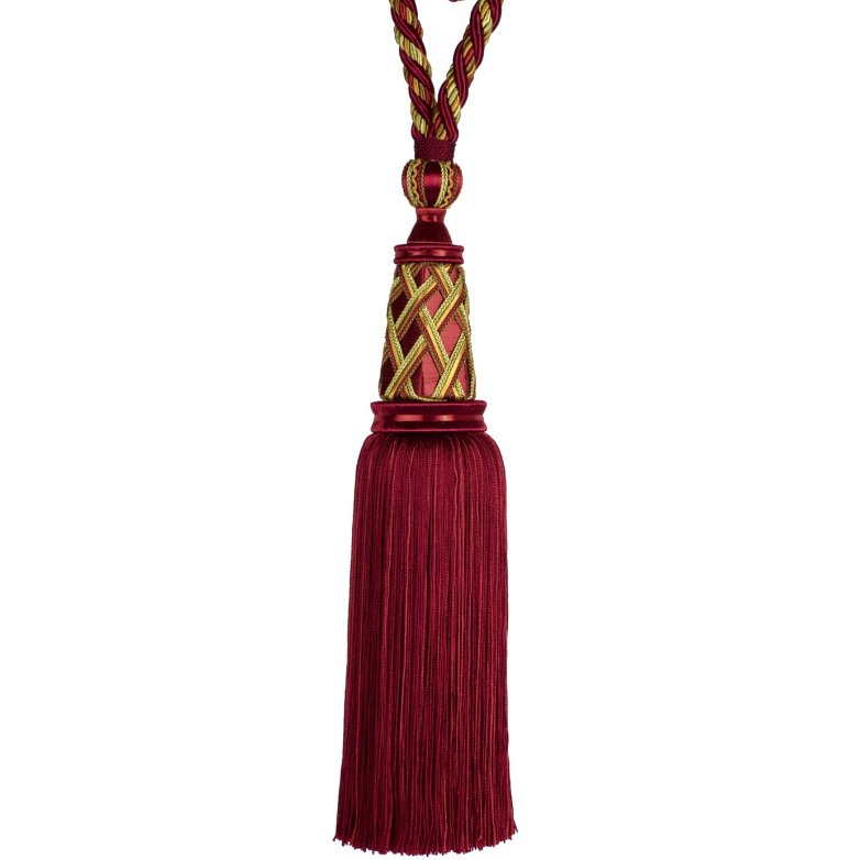 Decoluxe Decorative Single Tassel Tieback Crimson Gold