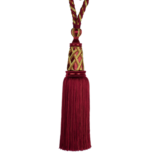 Decoluxe Decorative Single Tassel Tieback Crimson Gold