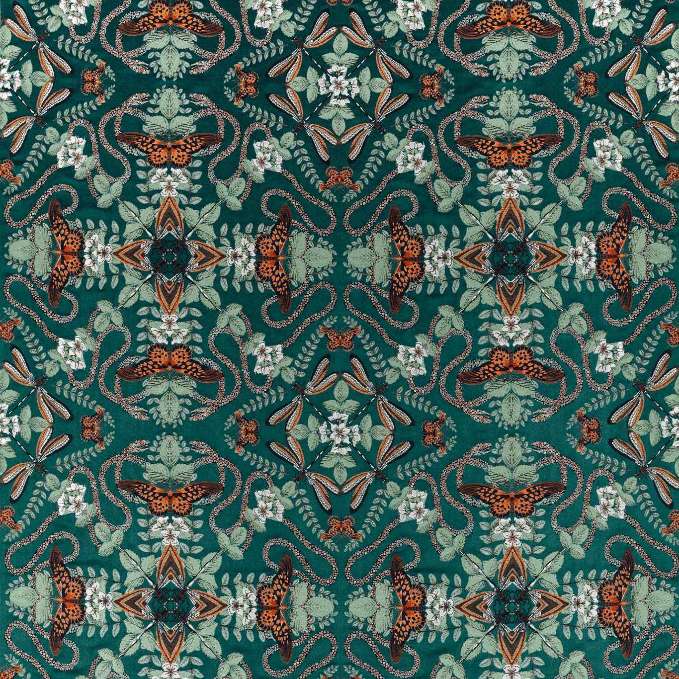 Emerald Forest Teal Jacquard