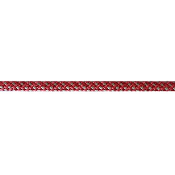 Encanto Cord Trim Ruby in vibrant red with intricate braided design, 11mm width, ideal for cushions and pelmets. Made of 95% polyester.