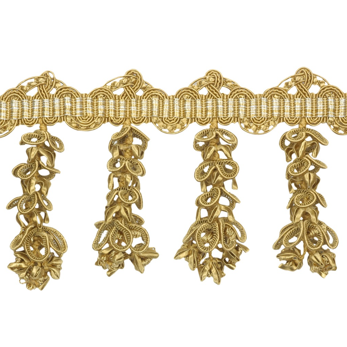 Decorative gold trim with intricate designs on a white background