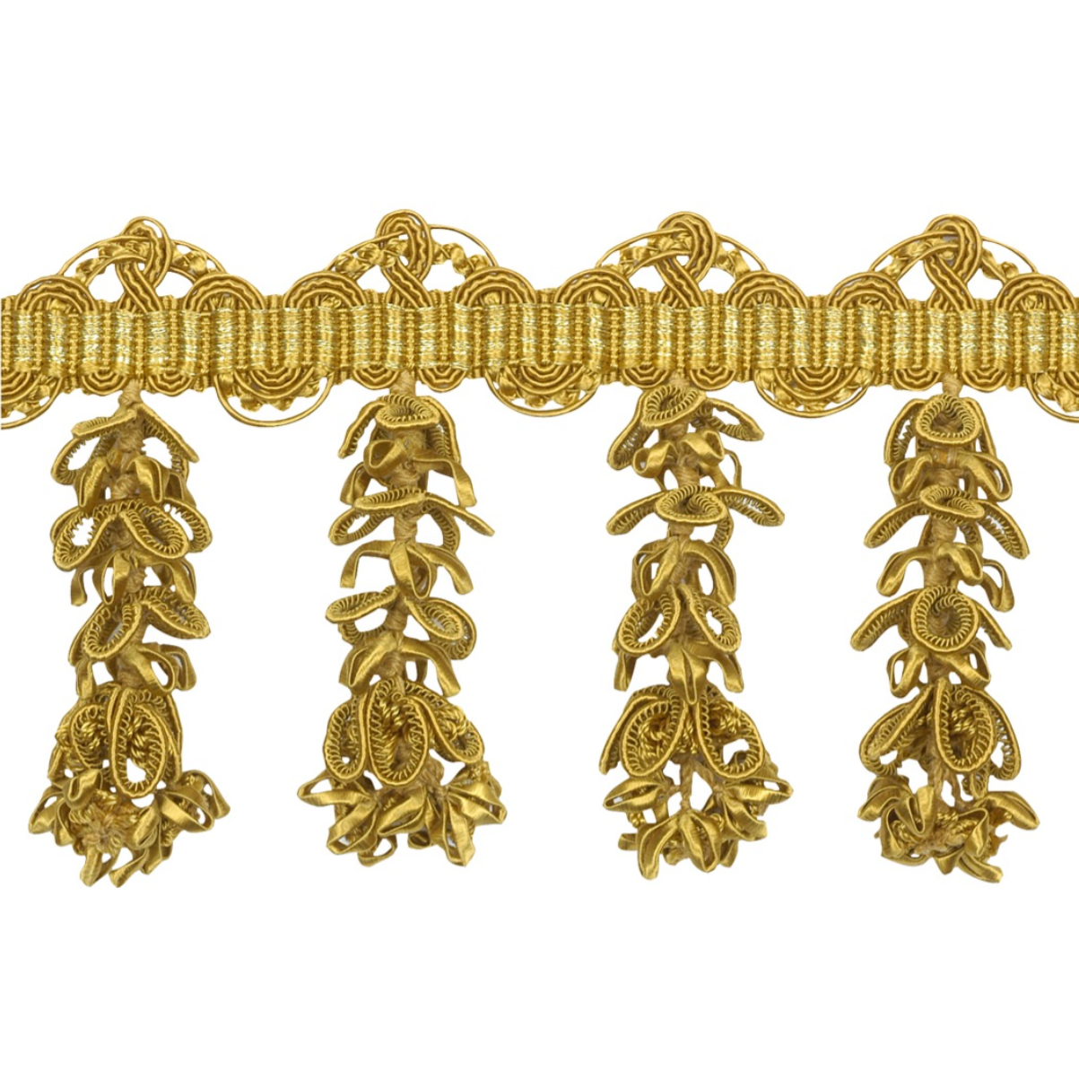 Decorative gold trim with floral patterns on a white background