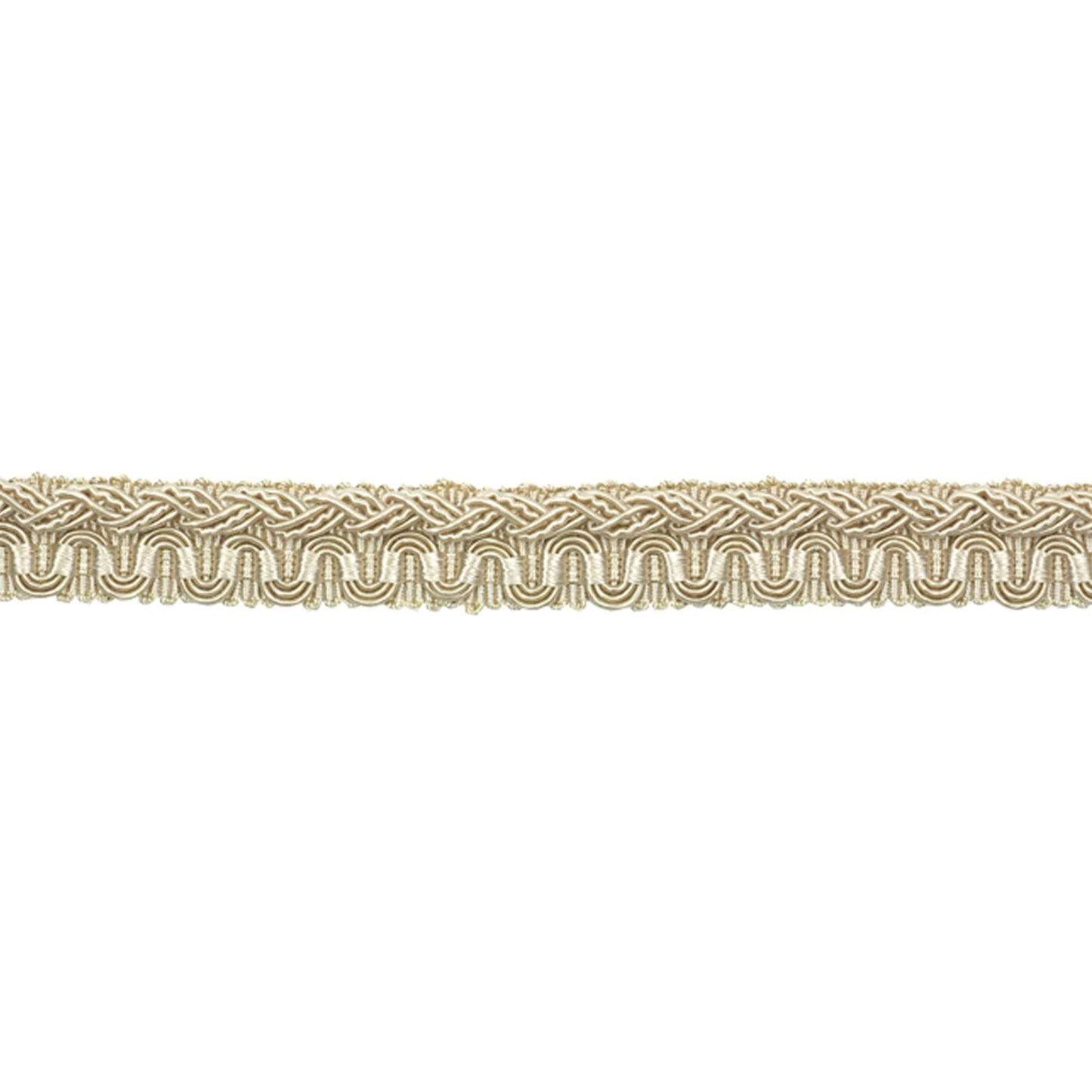 Decorative gold lace trim on a white background