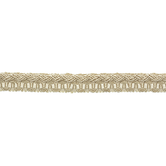 Decorative gold lace trim on a white background