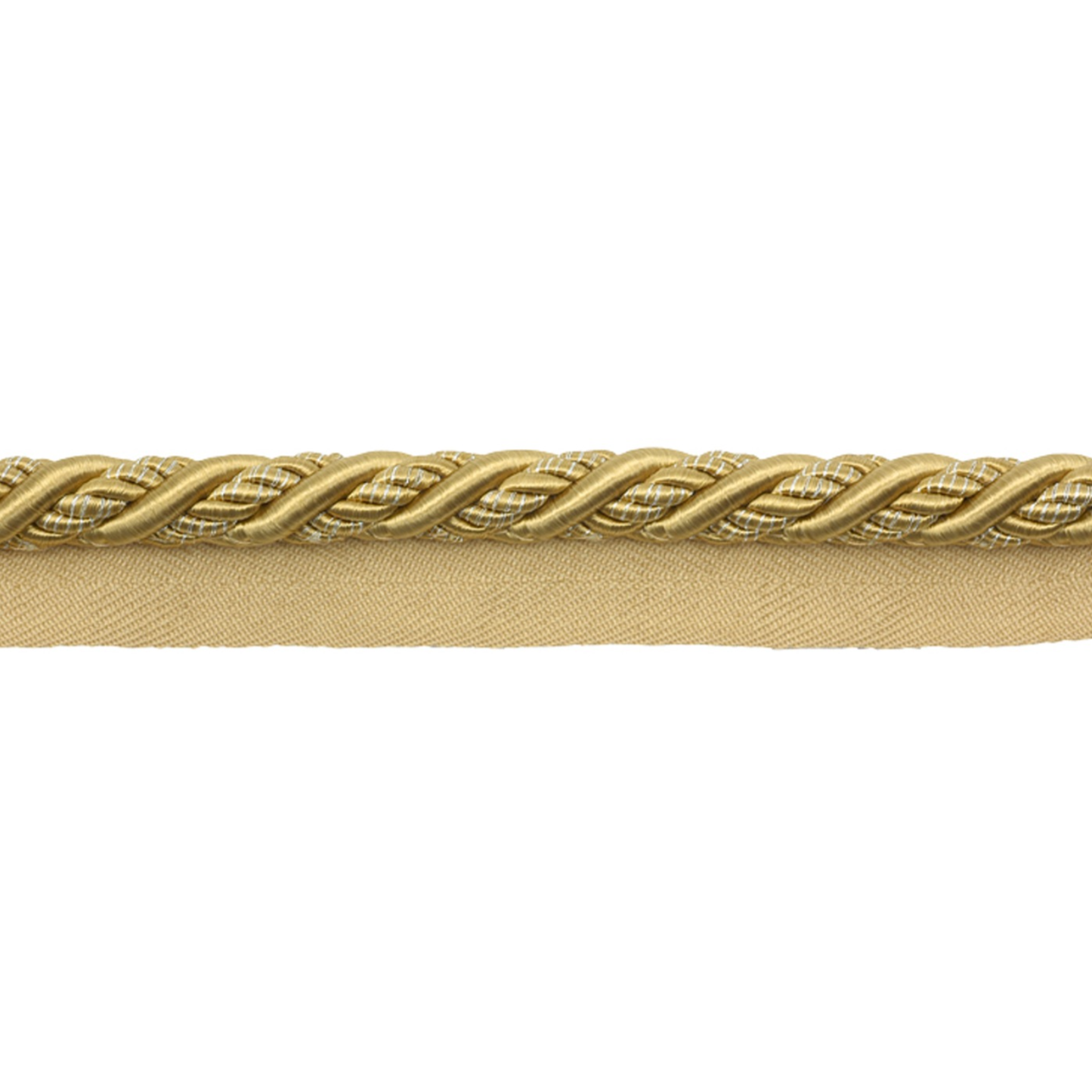 Gold braided trim on a white background