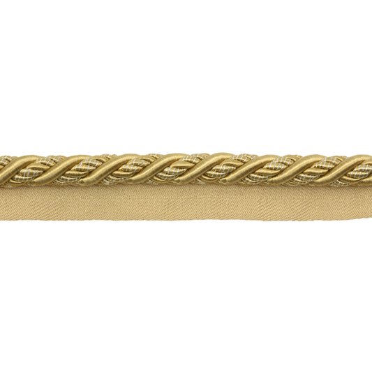 Gold braided trim on a white background