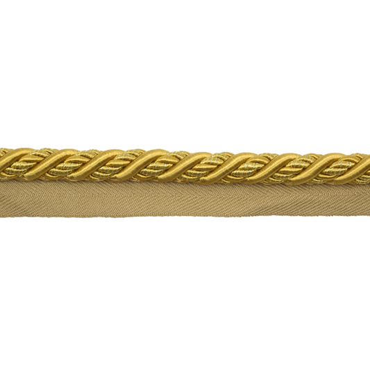 Gold braided trim on a white background