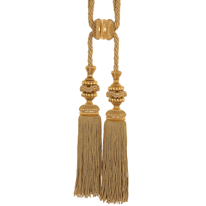 Fontenay gold tassel tieback on a white background