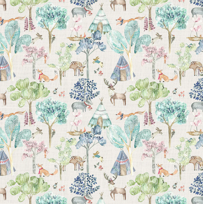 Junior Forest Animals Oat Curtain Drapes Children's Kids Accessories Fabric 