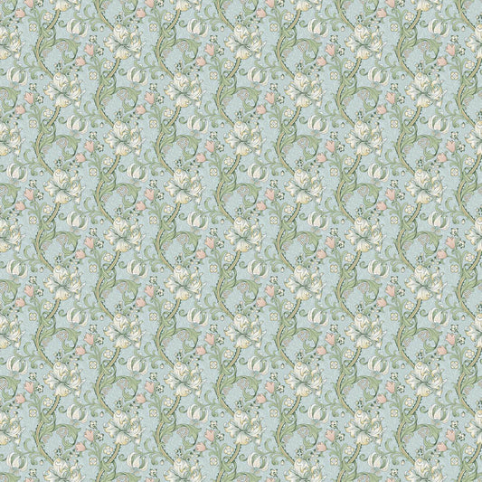 William Morris Fabric Golden Lily Cotton Small Scale Apple-Blush