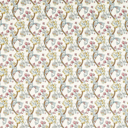 William Morris Golden Lily Embroidery Plum-Denim Fabric for Curtains