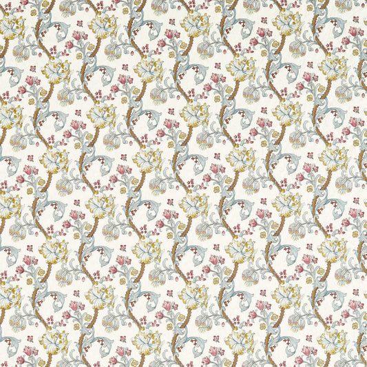 William Morris Golden Lily Embroidery Plum-Denim Fabric for Curtains