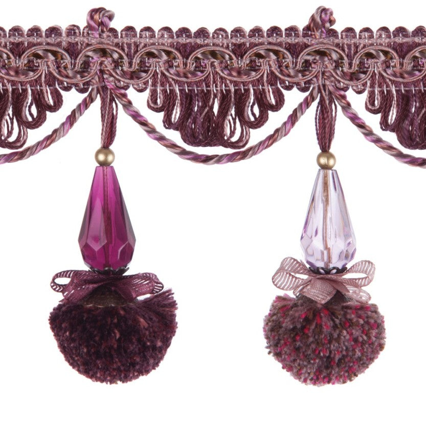 Grandeur Pom Pom Fringe Burgundy