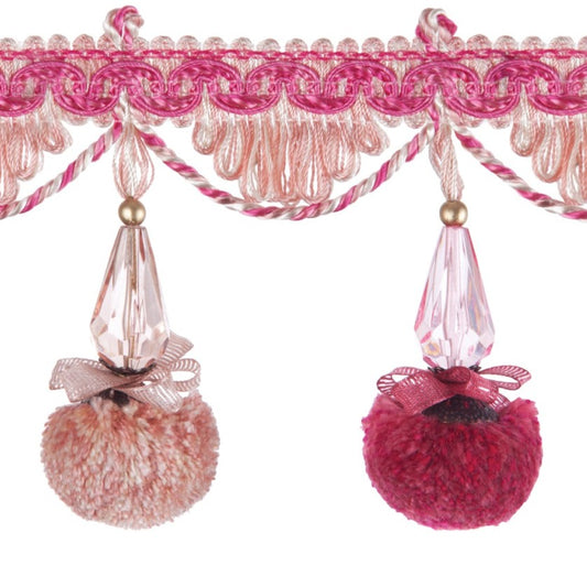 Grandeur Pom Pom Fringe Cerise