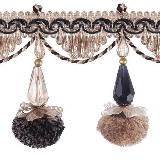 Grandeur Pom Pom Fringe Nero