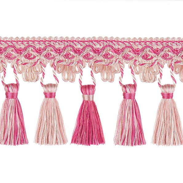 Grandeur Scalloped Tassel Fringe Cerise