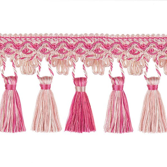 Grandeur Scalloped Tassel Fringe Cerise