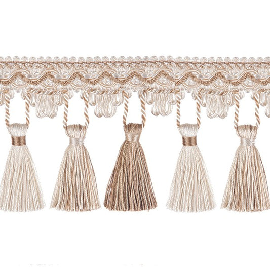 Grandeur Scalloped Tassel Fringe Crema