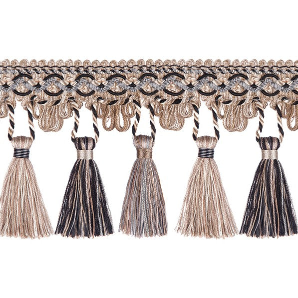 Grandeur Scalloped Tassel Fringe Nero