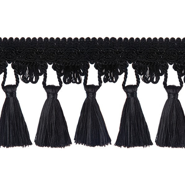 Grandeur Scalloped Tassel Fringe Noir