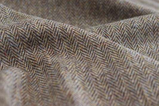 Harris Tweed Brown Herringbone Wool Upholstery and Curtain Fabric