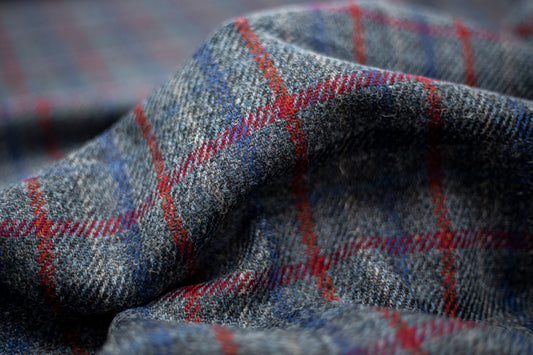 Harris Tweed Multicolour Overchecks Grey and Blue Wool Upholstery Fabric
