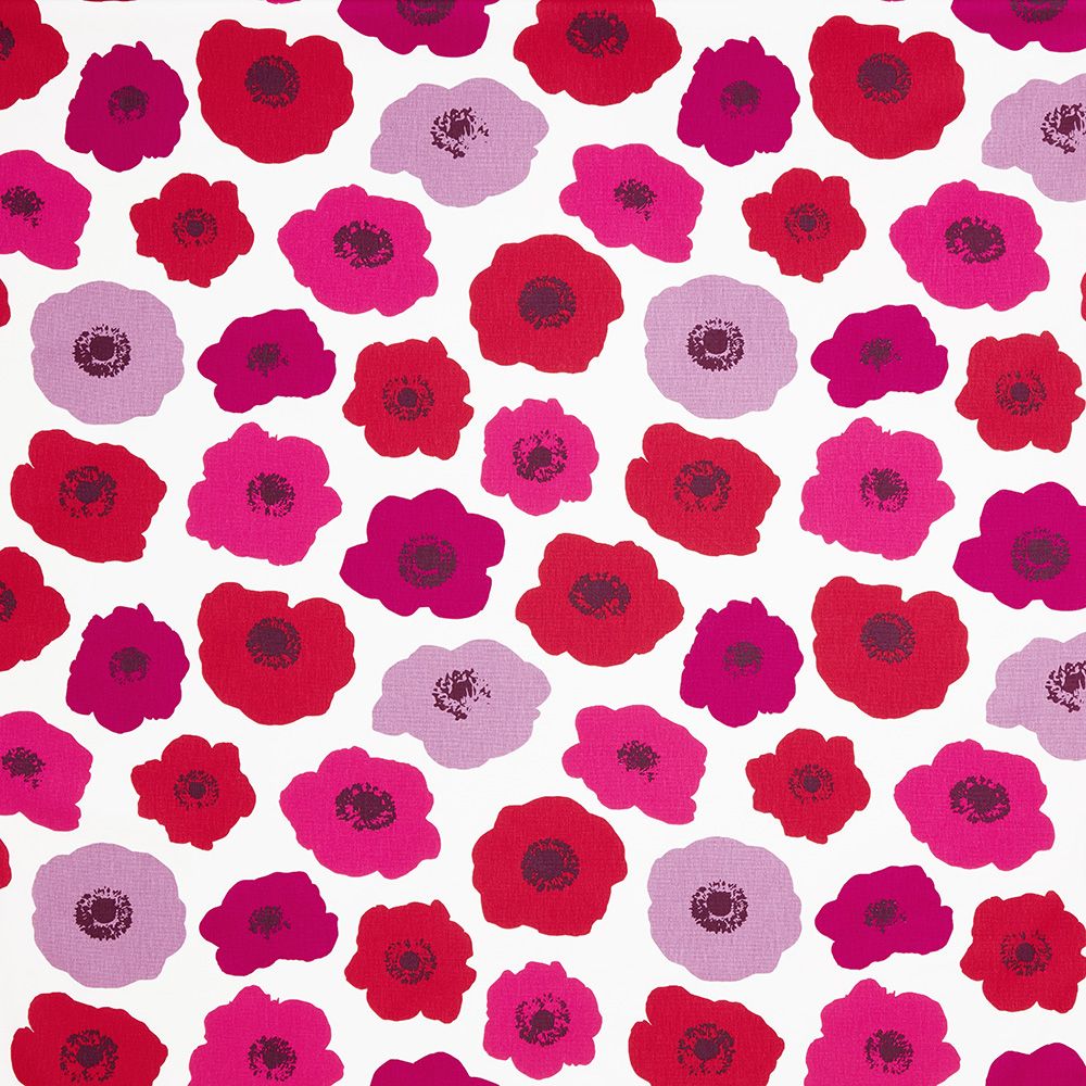 Large Poppy Bloom Mid Century Modern Printed Fabric