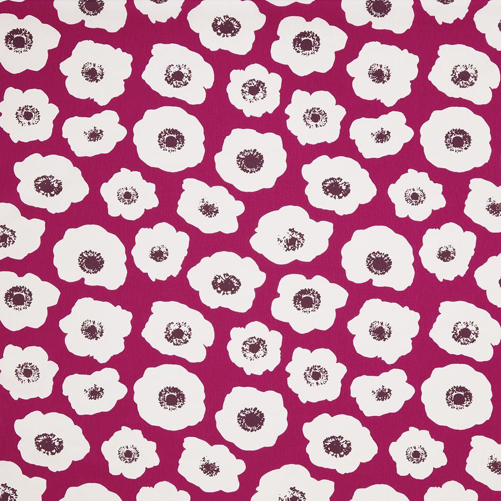 Large Poppy Wild Berry Mid Century Modern Fabric