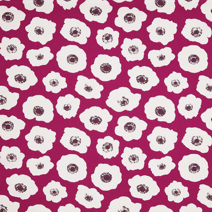 Large Poppy Wild Berry Mid Century Modern Fabric