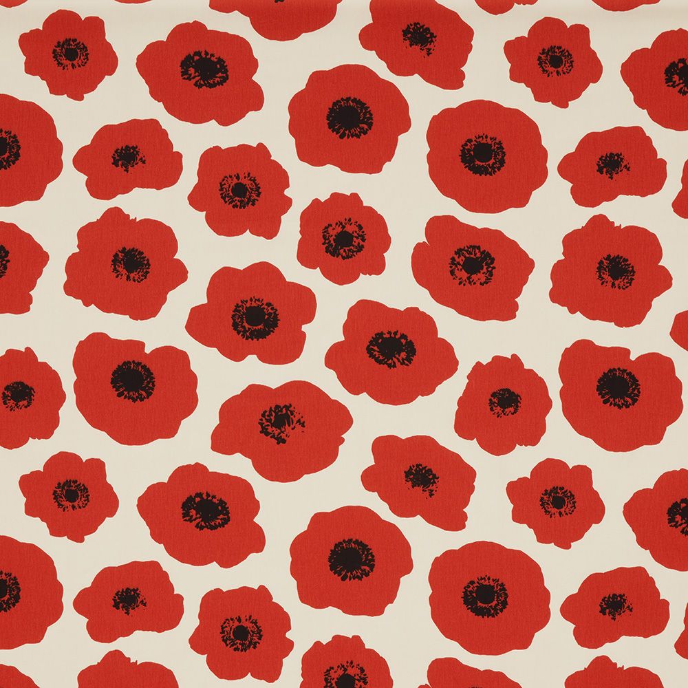 Large Poppy Jet Red Med Century Modern Fabric