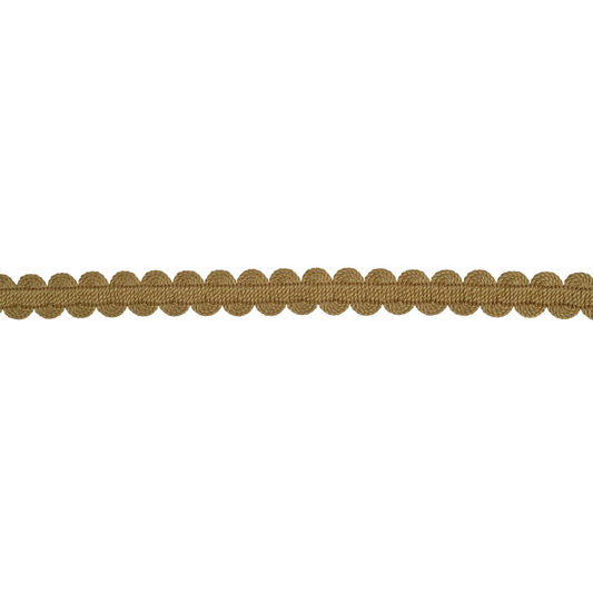 Lucent Gimp Braid 14mm Trim Gold on a white background 