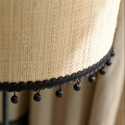 Lucent Beaded Fringe 25mm Trim Charcoal close-up