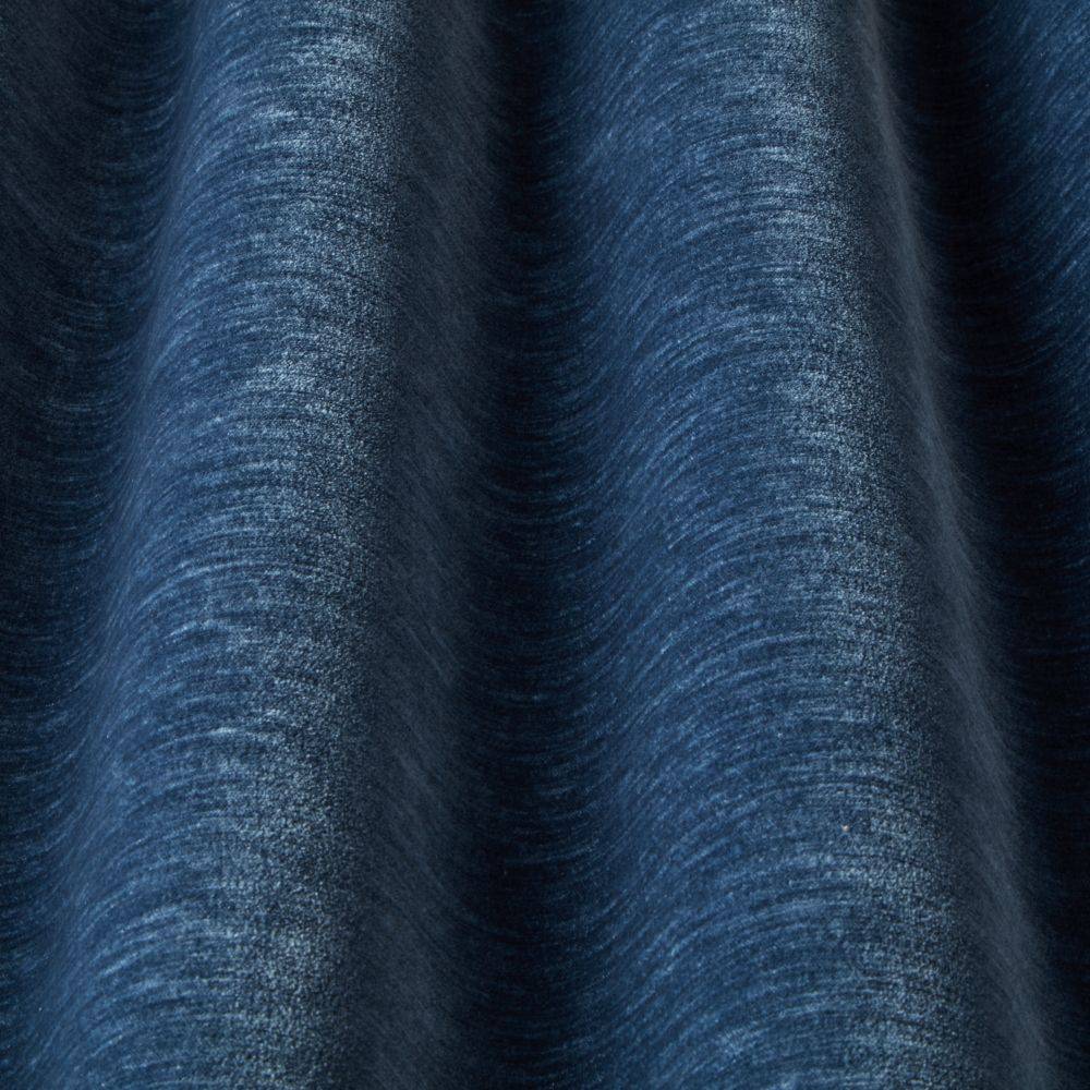 Luxe Contract Chenille Atlantic fabric in deep blue with soft textured weave, ideal for durable upholstery in hotels and commercial interiors.