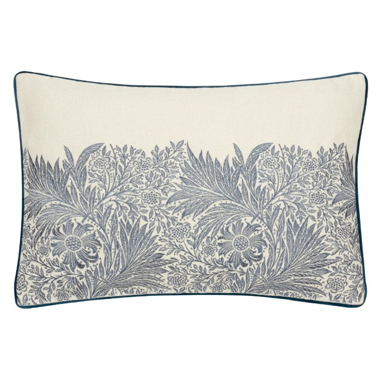 Marigold Embroidered Cushion Indigo