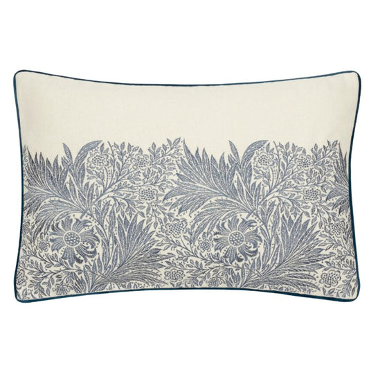 Marigold Embroidered Cushion Indigo