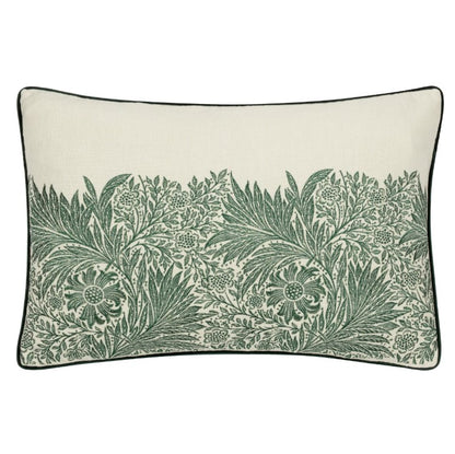 Marigold Embroidered Cushion Leaf Green