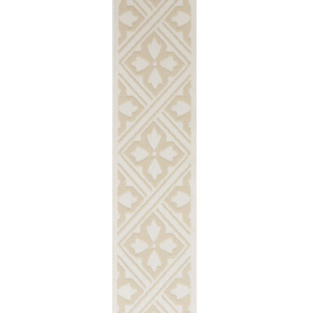 Laura Ashley Mr Jones Border Natural trim with a repeating geometric floral motif in neutral tones, perfect for elegant home and garden projects.