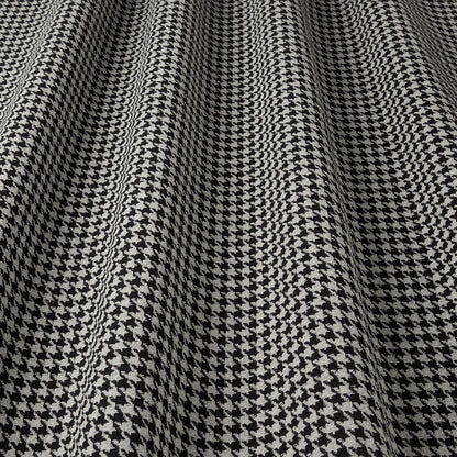 Close-up of black and white houndstooth pattern fabric