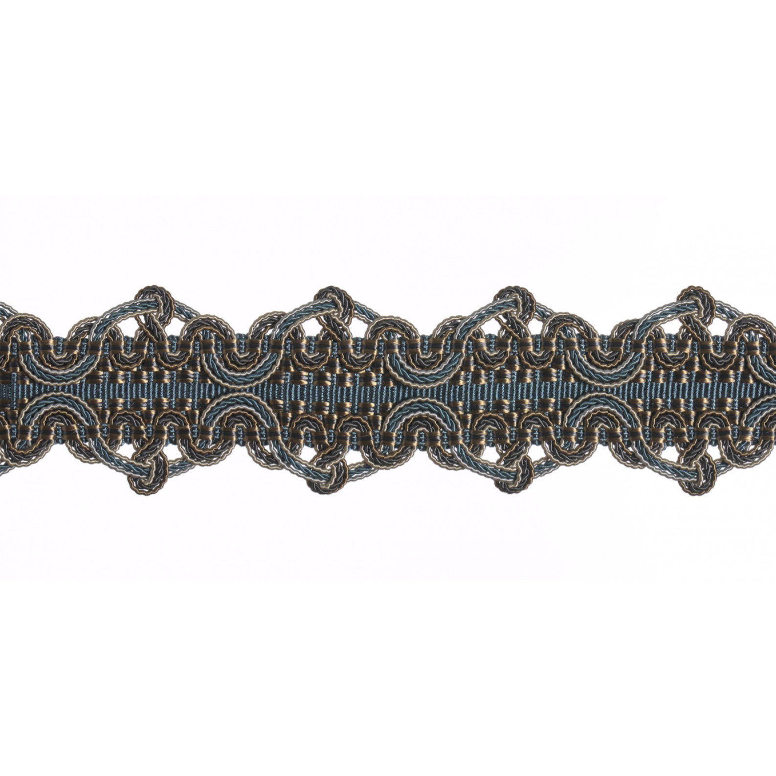 Byzantine Blue Decorative braid trim on a white background