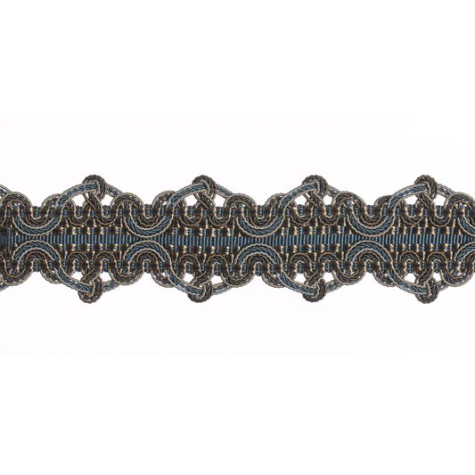 Byzantine Blue Decorative braid trim on a white background