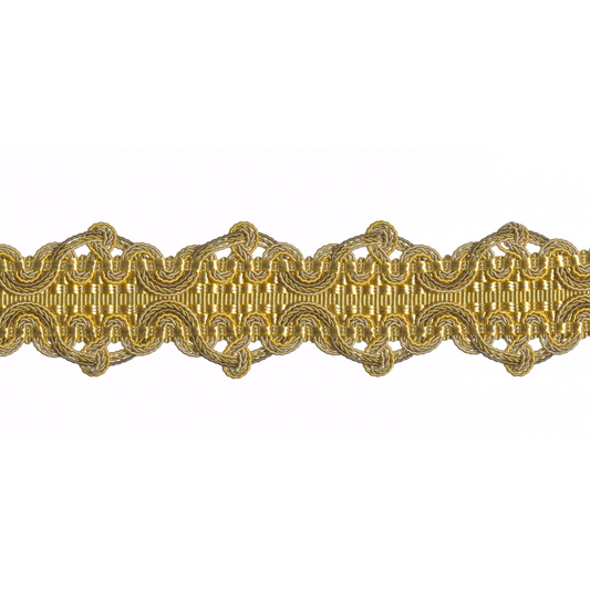 Gold braid trim on a white background