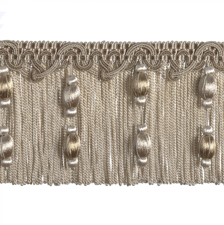 Regal Bullion Beaded Fringe 12cm Trim Antique Pearl