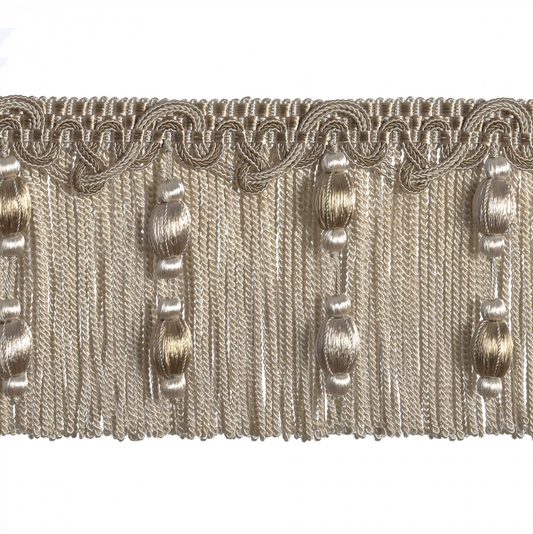 Regal Bullion Beaded Fringe 12cm Trim Antique Pearl