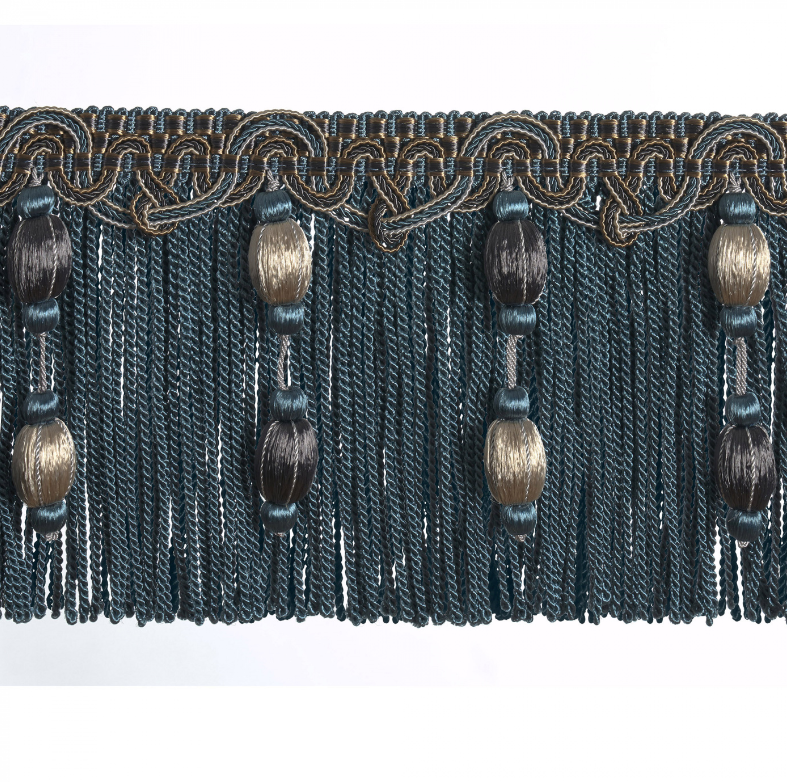 Regal Bullion Beaded Fringe 12cm Trim Byzantine Blue